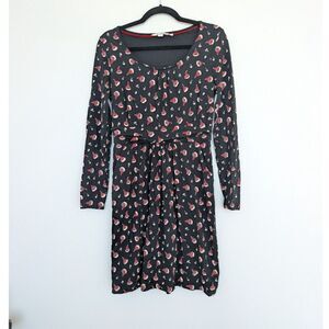 Boden Mabel Flower Bud Print Floral Jersey Sheath Dress Long Sleeve Sz 12R
